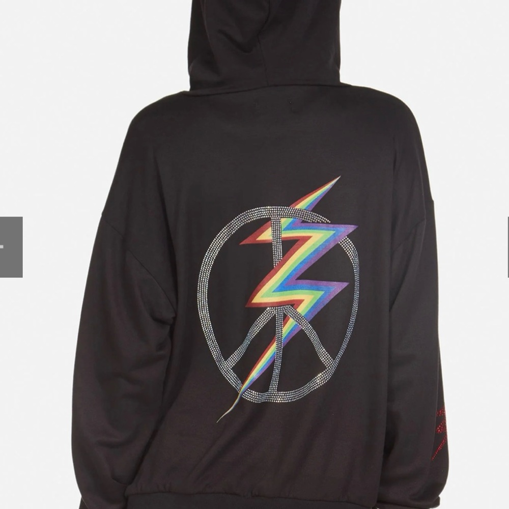 LAUREN MOSHI - HARMONY CRYSTAL LIGHTNING PEACE HOODIE size XS 🌈🌈🌈⚡️⚡️⚡️